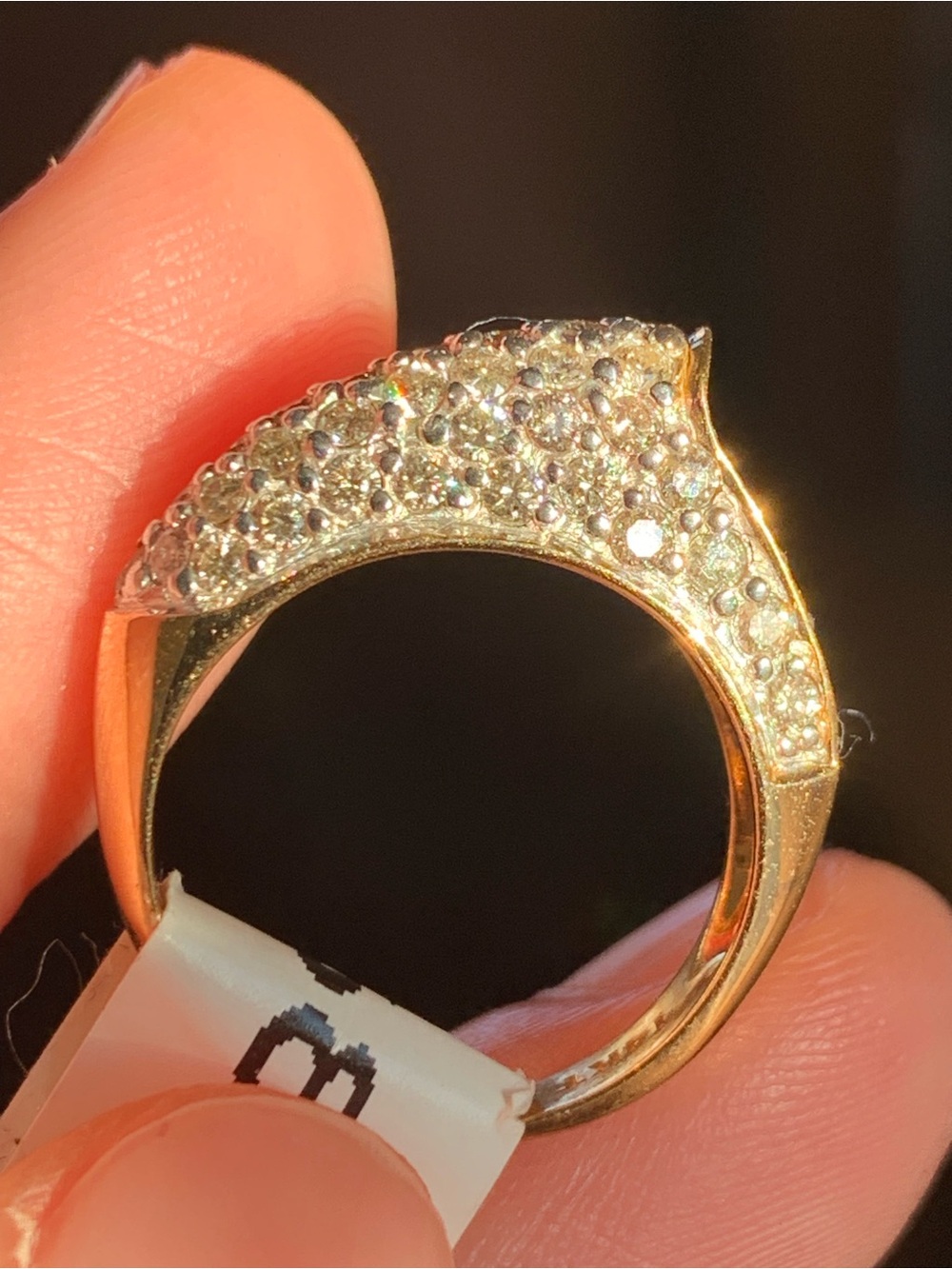 14k Gold Dome Ring with Genuine Diamonds